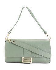 Made In Italy Leather Baguette Flap Over Shoulder Bag | The Leather Shop | T.J.Maxx | TJ Maxx
