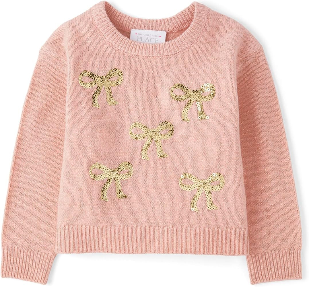 The Children's Place Baby Girls' and Toddler Long Sleeve Crew Neck Pullover Sweater | Amazon (US)