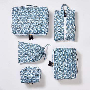5 Piece Block Print Packing Cube Set | Mark and Graham