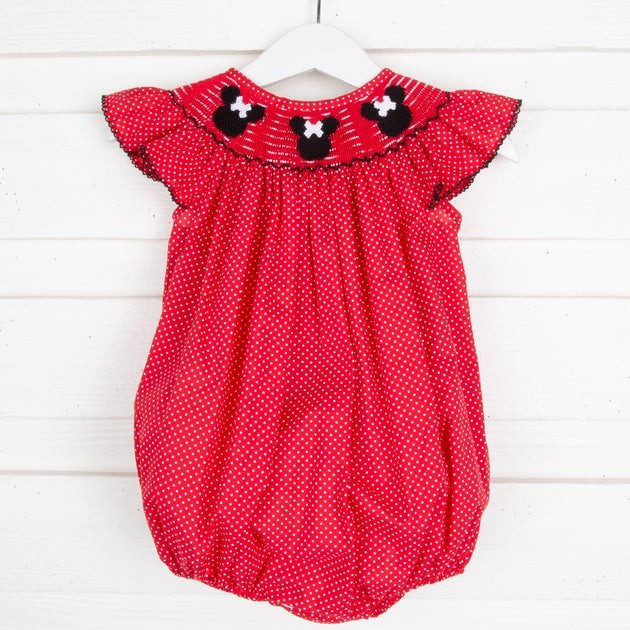 Mouse Ears Smocked Bubble Red Dot | Classic Whimsy