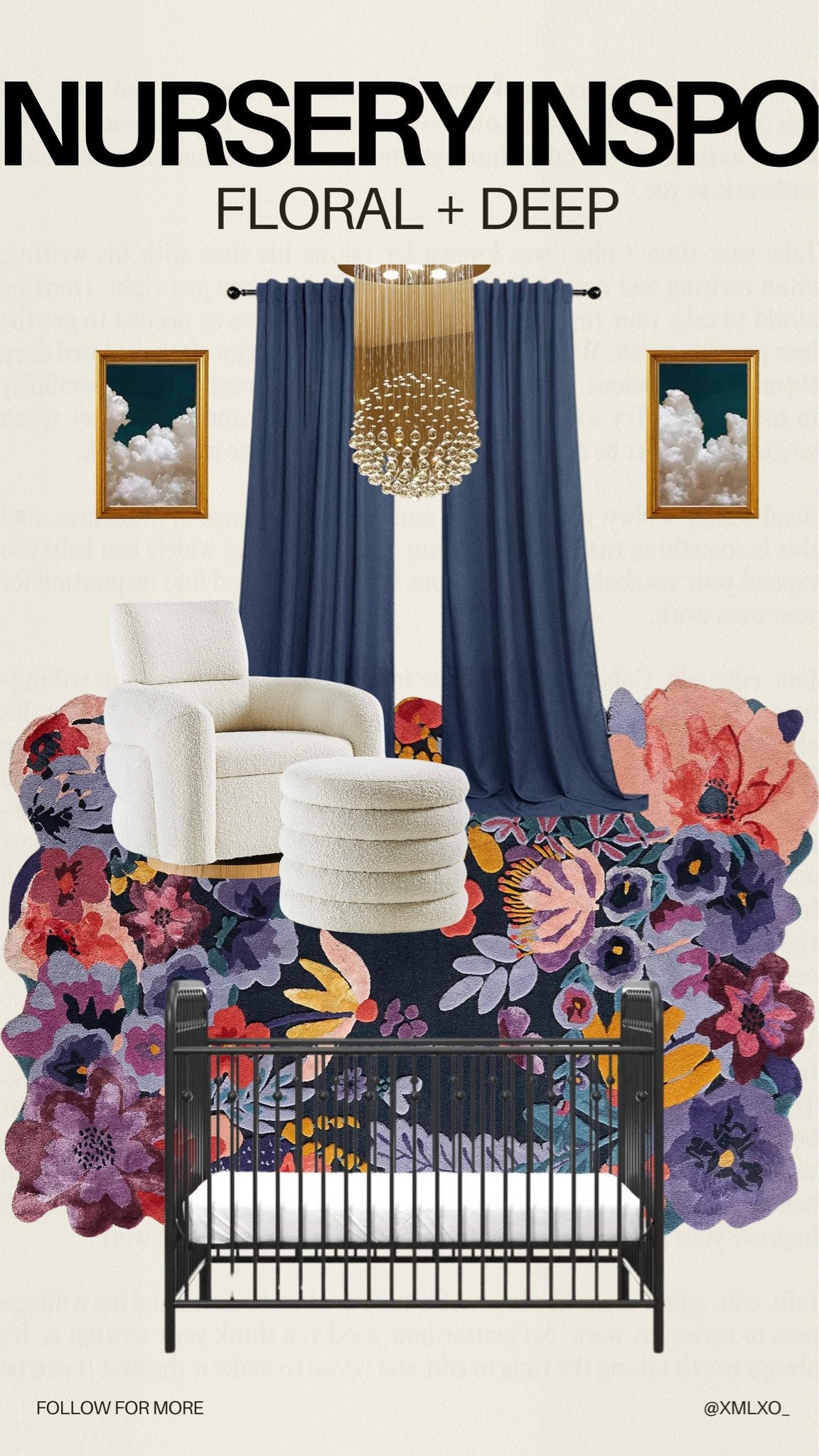Another option for the floral + deep nursery - black crib completely changes the vibe! The crib is the Wave crib by Nestig, love the three-in-one and on wheels!

#nurserydesign #nurseryinspo #neutralnursery #interiordesign #homedecor #interiors

#LTKbump #LTKbaby #LTKhome