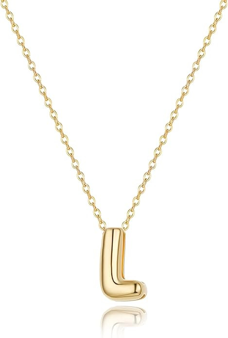Initial Necklaces for Women Bubble Gold Silver Letter Necklace Dainty Personalized Charm Pendant ... | Amazon (US)