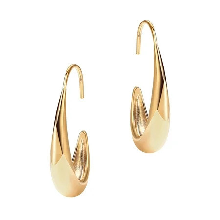 PAVOI Teardrop Hoop Earrings 14K Yellow Gold Flash Plated 925 Sterling Silver Post Lightweight for Women | Walmart (US)