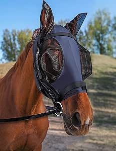 HackFond Horse Fly Mask with Ears, UV Protection Fly Mask for Horses, Elasticity Fly Mask with Bi... | Amazon (US)