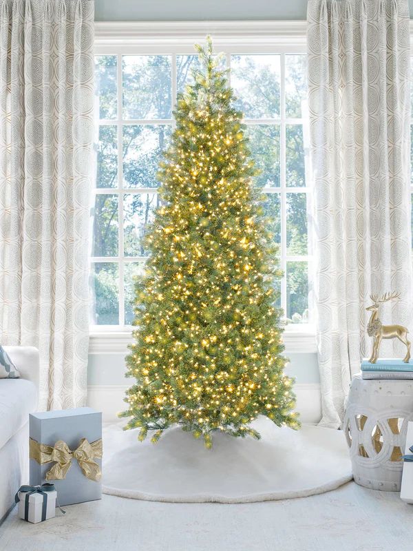 7.5 Foot Royal Fir Slim Quick-Shape Artificial Christmas Tree 650 Dual Color LED Lights | King of Christmas