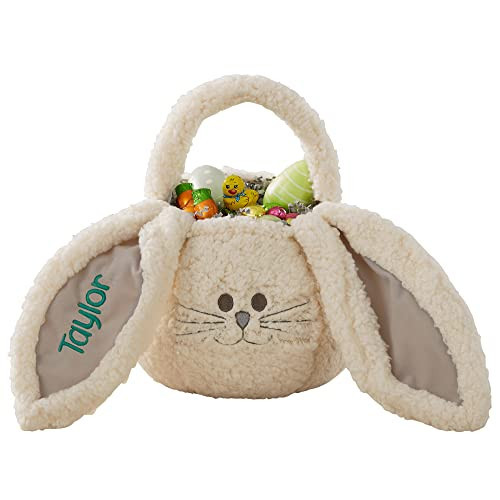 Personalization Universe Sherpa Bunny Embroidered Plush Easter Treat Bag - Baby's First Easter, Personalized Easter Basket, Ideal for Egg Hunts, Boys and Girls, 15" W x 12.5" H | Amazon (US)
