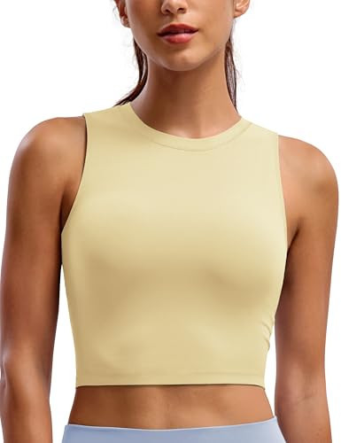 Natural Feelings Nudi Sports Bras for Women Removable Padded Yoga Tank Tops Sleeveless Fitness Workout Crop Tops Cream Yellow | Amazon (US)