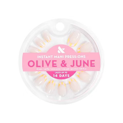 Olive & June Press-On Fake Nails - S Round - Summer Stripe French - 42ct | Target