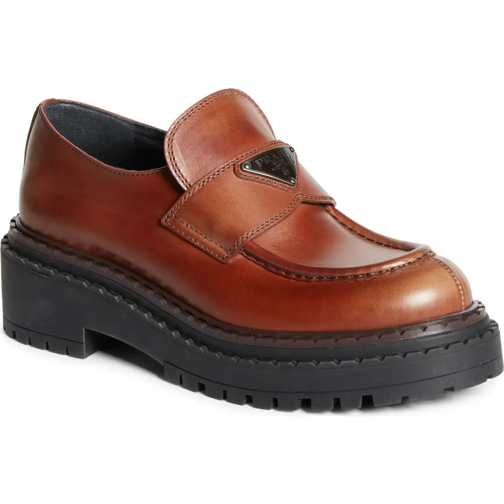 Prada Double Chocolate Platform Loafer in Cognac at Nordstrom, Size 8.5Us | Nordstrom