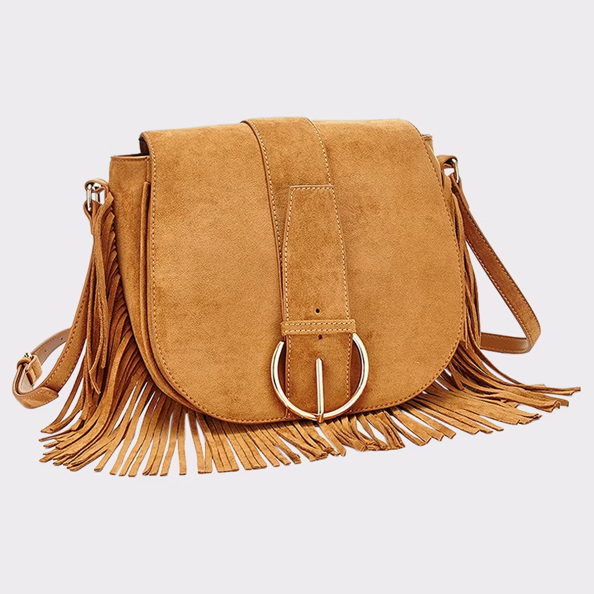 Women's Fringe Detail Purse - LASCANA - Cognac Solid O/S | Target