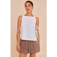 Petite White Tie Side Detail Top | PrettyLittleThing US