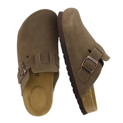 CUSHIONAIRE Hana - Genuine Leather Suede Classic Clog Womens Shoes - Slip On Mule Comfortable Shoes for Women, Dark Taupe 10W | Target