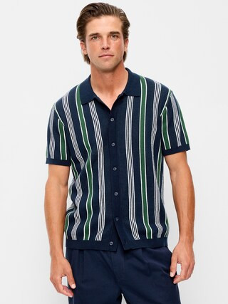 Short-Sleeve Striped Sweater Shirt | Old Navy (US)