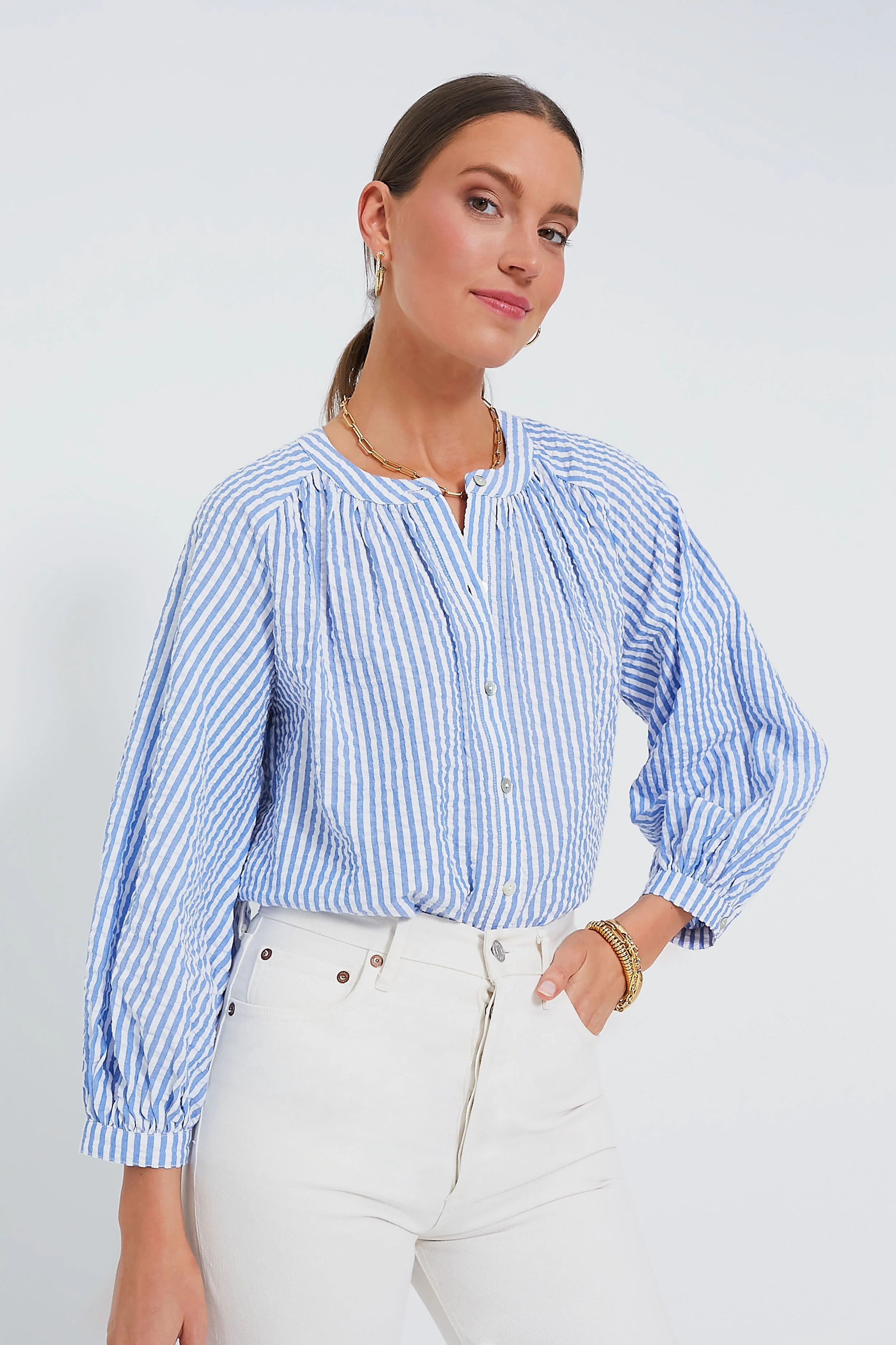 Blue and White Stripe Tallie Top 
                Pomander Place | Tuckernuck (US)