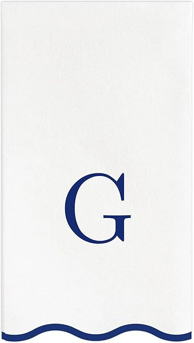 Stxy's Monogram Guest Towels, 40 Lettered Hand Towels - Navy Blue Letter 'G', Decorative Scallope... | Amazon (US)