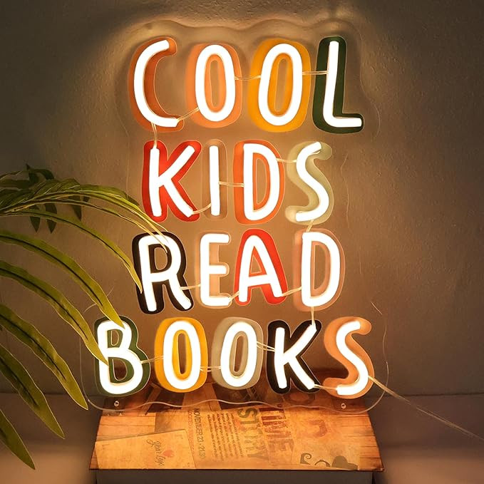 Cool Kids Read Books Neon Sign, Handmade Light Up USB 3D Wall Art Wall Decor Sign Light for Book ... | Amazon (US)