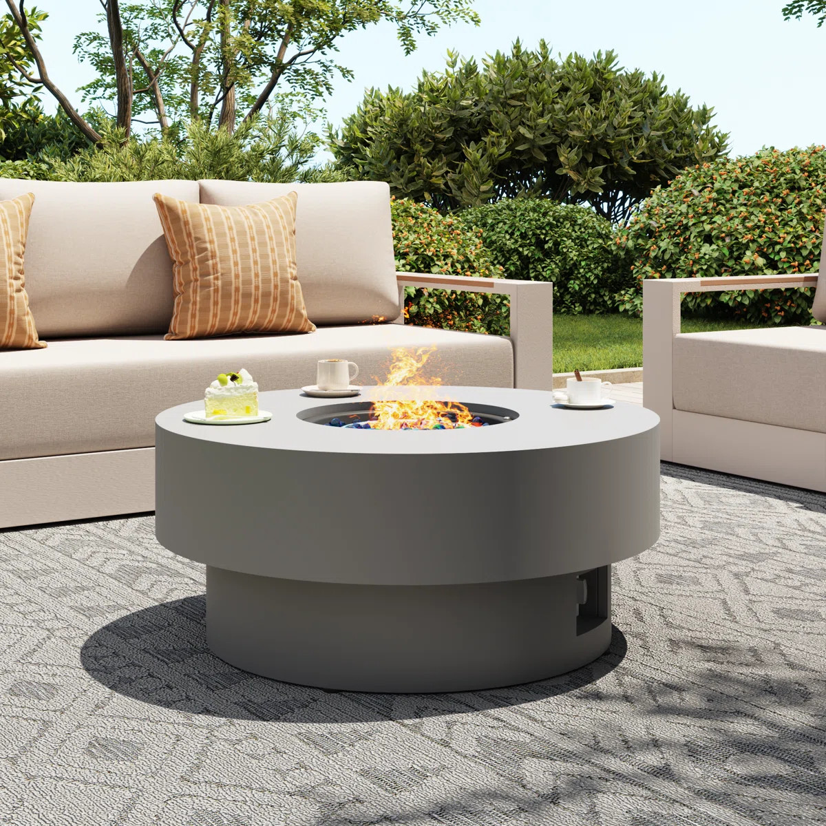 Outdoor Round Steel Fire Pit Table | Wayfair North America