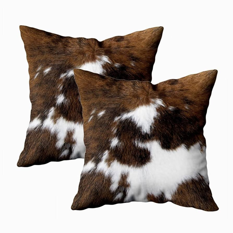 TOMWISH Pack of 2 Throw Pillow Covers Christmas Cowhide Printing Western 18x18 Pillow Cover,Decor... | Amazon (US)