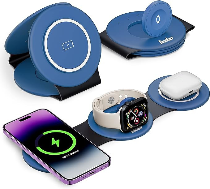 3 in 1 Foldable Wireless Charging Station for iPhone, Apple Watch and AirPods - Magnetic Travel S... | Amazon (US)
