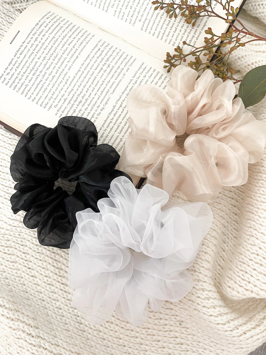 Silky Organza Scrunchies  Oversized Hair Ties Ponytail Holder, Sheer Hair Tie Accessories for Wom... | Etsy (US)