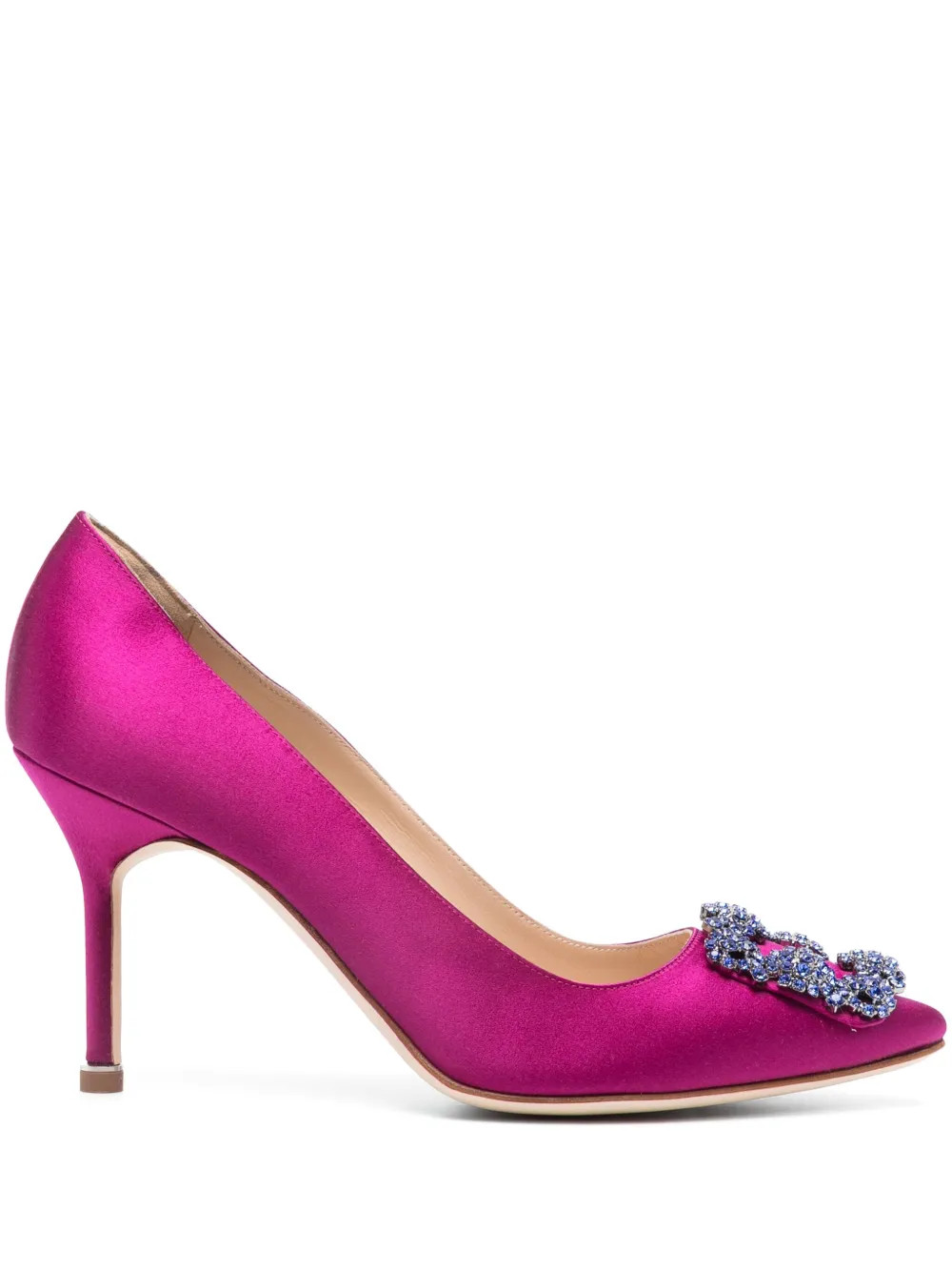 Manolo Blahnik Hangisi 90mm Satin Pumps - Farfetch | Farfetch Global