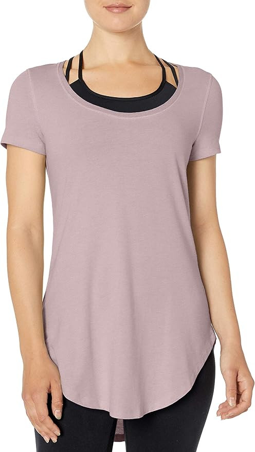 Core 10 Women's Soft Pima Cotton Standard-Fit Extra-Long Tunic Yoga T-Shirt | Amazon (US)