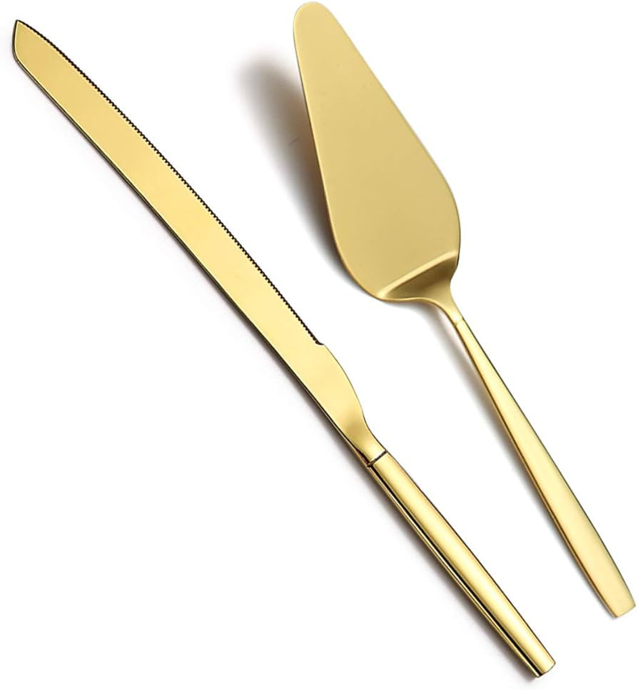 Berglander Gold Cake Pie Pastry Servers,Stainless Steel Serving Set,Cake Knife and Server Set Per... | Amazon (US)