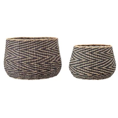 Handwoven Chevron Patterned Seagrass 2 Piece Wicker Basket Set | Wayfair North America