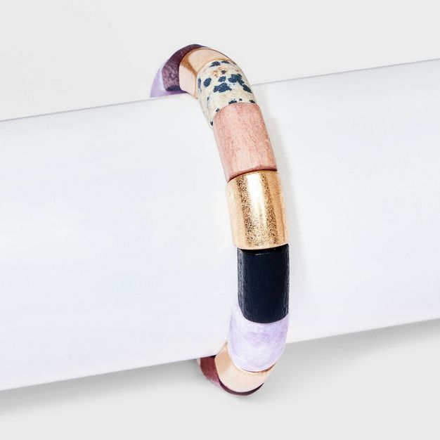 Semi-Precious Lepidolite and Dalmatian Jasper Stretch Bracelet - Universal Thread&#8482; Lilac | Target