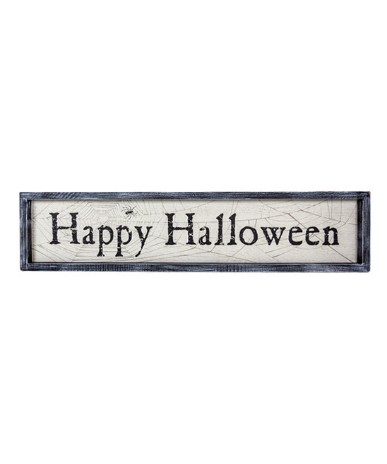 Adams & Co. Block Signs wh/bk/gy - White & Gray 'Happy Halloween' Wood Framed Sign | Zulily