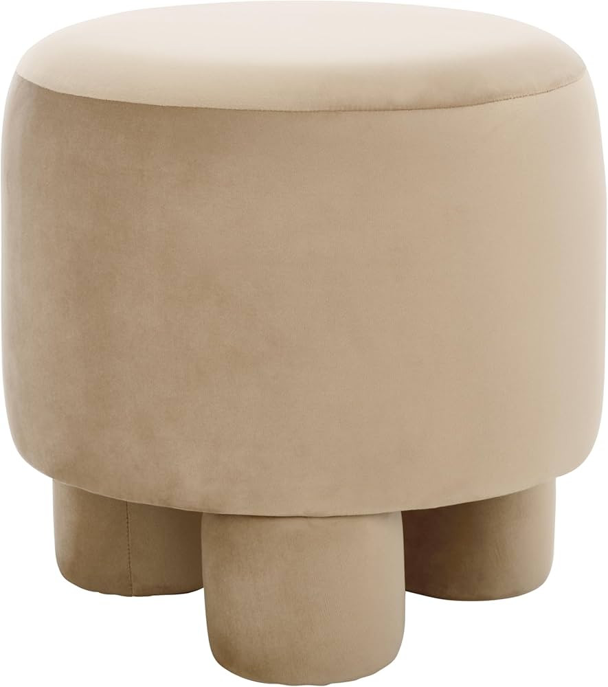 SAFAVIEH Home Collection Naref Tan Brown Velvet Round Ottoman | Amazon (US)