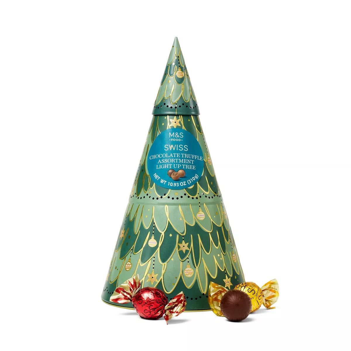 M&S Swiss Chocolate Truffle Assortment Light Up Tin Tree - 10.93oz | Target