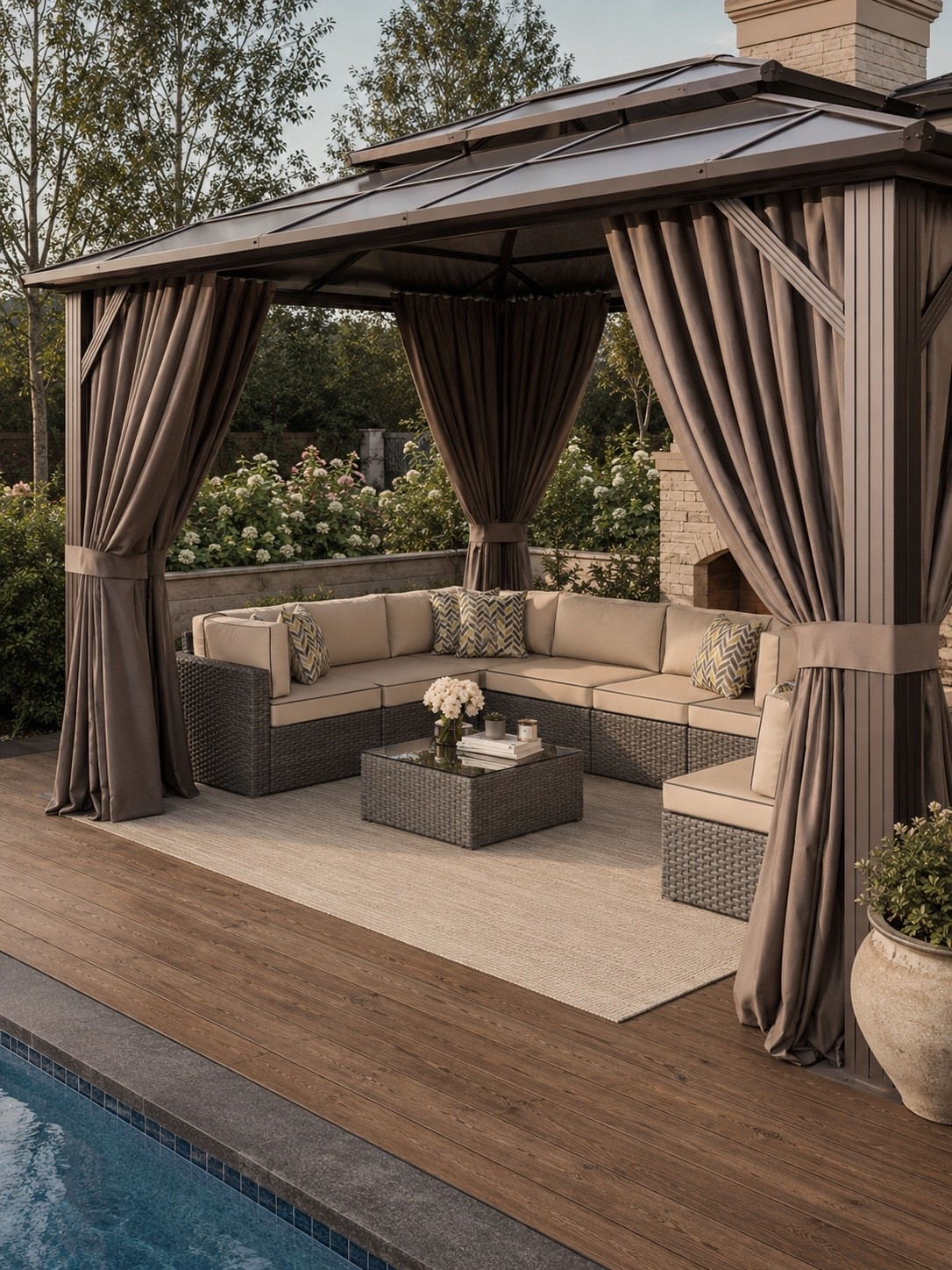 Your dream backyard retreat 🤎✨

This luxe gazebo setup feels like the perfect blend of cozy and elevated with the soft neutral palette, flowing curtains, and oversized sectional made for long summer evenings by the pool 🌿 The layered textures and warm tones create such a relaxing resort-style atmosphere right at home.

I’m obsessed with how polished yet inviting this outdoor space feels — the ultimate setup for entertaining, slow mornings with coffee, or winding down at sunset ✨

Follow @farmtotablecreations on Instagram for more cozy home finds and elevated outdoor inspiration 🤍

#LTKHome #OutdoorLiving #BackyardGoals #PatioDecor #GazeboStyle #LuxuryOutdoorLiving #NeutralDecor #OutdoorInspo #BackyardDesign #PoolsideLiving #ModernFarmhouseStyle #CozyHome #PatioSeason #OutdoorFurniture #LTKStyle

#LTKHome #LTKSaleAlert