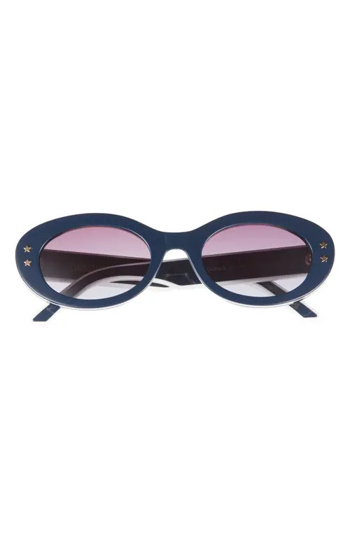 DIOR Pacific B4I 51mm Oval Sunglasses in Shiny Blue /Gradient Bordeaux at Nordstrom | Nordstrom