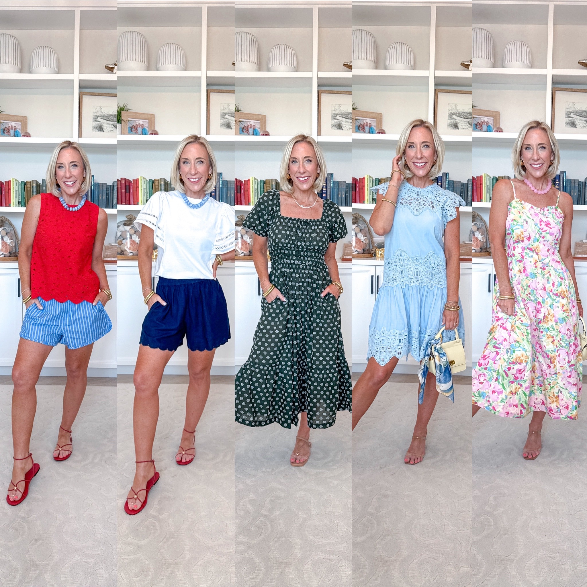 Walmart - unboxing - part 1
* Smocked Cotton Sleeveless Mini Dress - size XS. $34. 2 colors.
1. Red Eyelet Embroidered Top - size XS. $19.98. 5 colors.
2. Ruffle Trim Cotton Poplin Shorts - size XS. 2.75" Inseam. $22. 2 colors.
3. Crewneck Top w/ Lace Inset Flounce Sleeves - size XS. $14.98. 3 colors.
4. Linen Blend Shorts w/ Scalloped Hem - size XS. $22.98. 3 colors.
5. Puff Sleeve Square Neck Midi Dress - size XS. $29.98. 3 colors.
6. Crochet Mini Dress - size XS. $38. 2 colors.
* Faux Leather Top Handle Mini Bag with Crossbody Strap - $28. 2 colors.
7. Floral Panel Midi Dress w/ Sweetheart Neckline - size XS. $38.
* Beaded necklace and all sandals linked too.

#LTKSeasonal #LTKOver40
