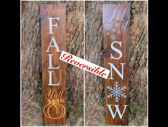 Reversible Winter Sign, Welcome Sign, Fall Welcome Sign, Reversible Holiday Sign, Happy Fall Y'al... | Etsy (US)
