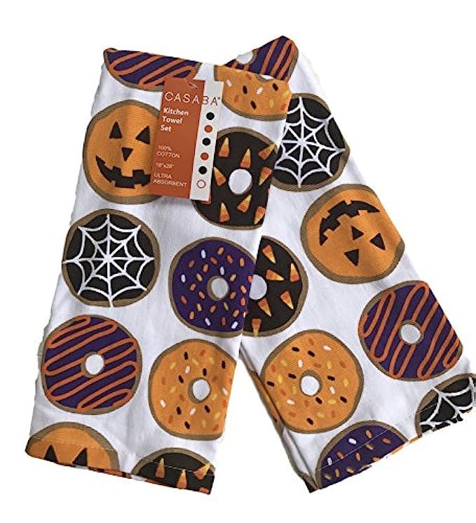 Casaba Cute Festive Halloween Themed Donut Set of Two Kitchen Towels 18" x 28" | Amazon (US)