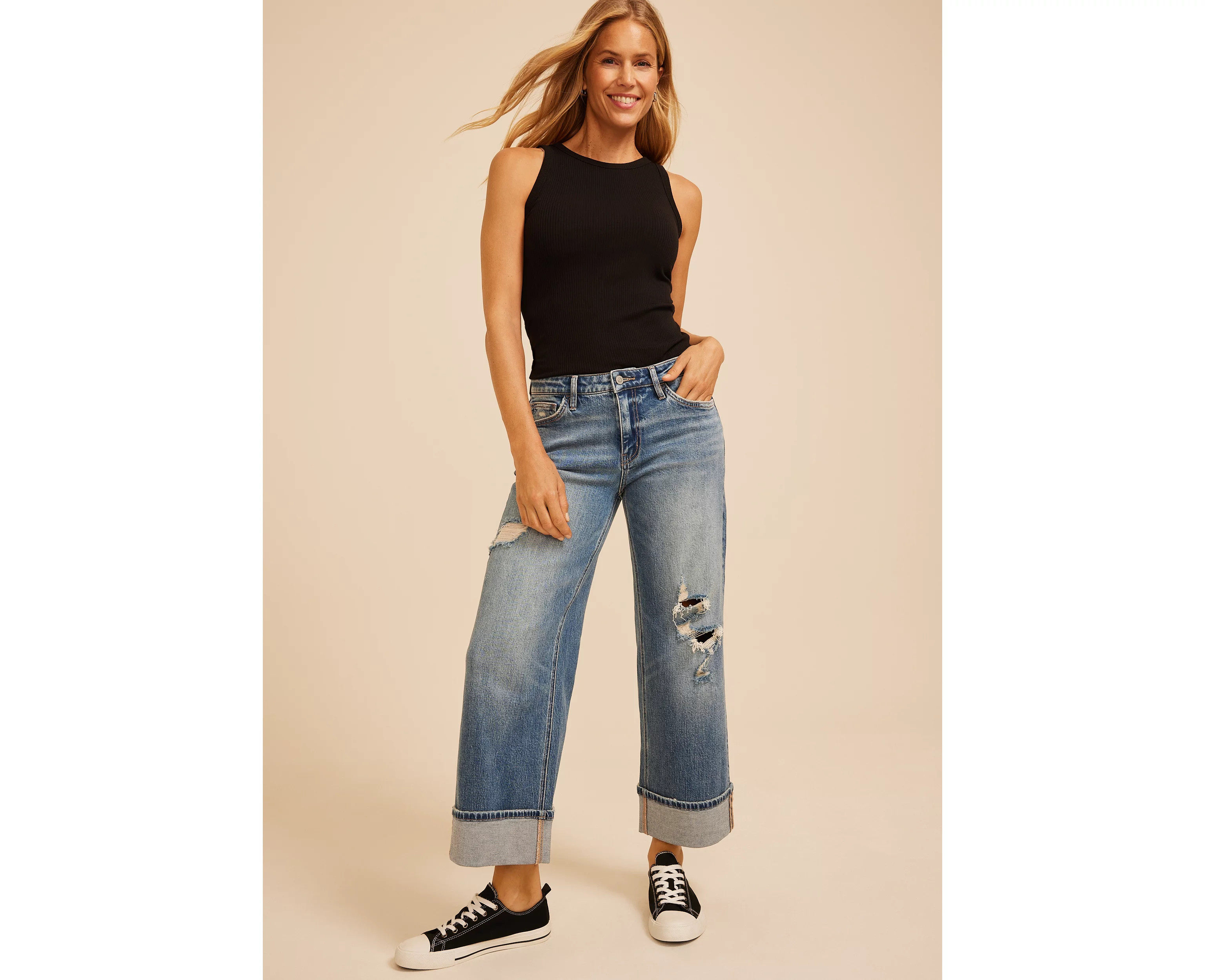 Flying Monkey\u2122 Mid Rise Cuffed Hem Ankle Wide Leg Jean | maurices | Maurices