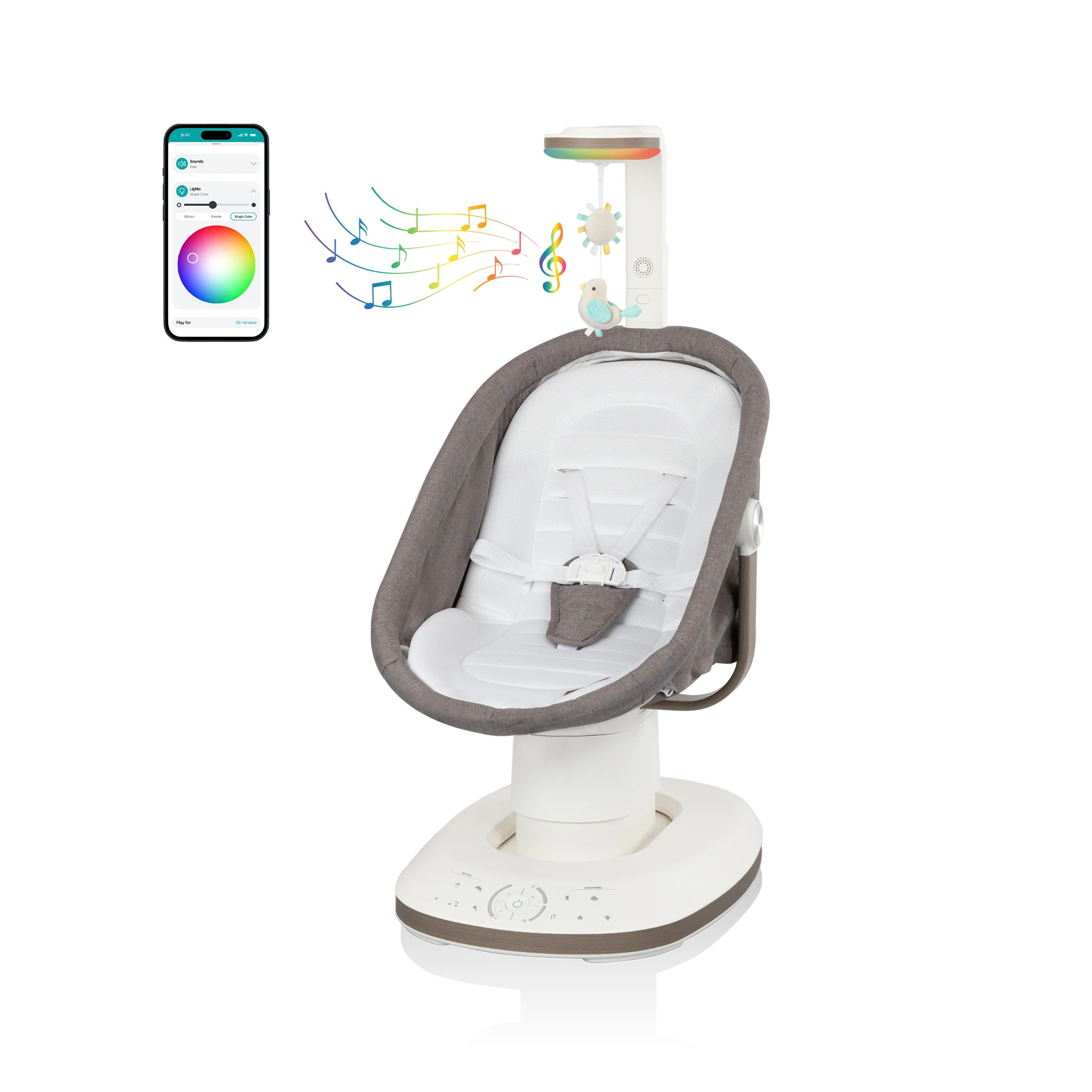 Elara 2-in-1 Smart Motion Swing & Soothing Nest - Truffle Taupe | Evenflo Company