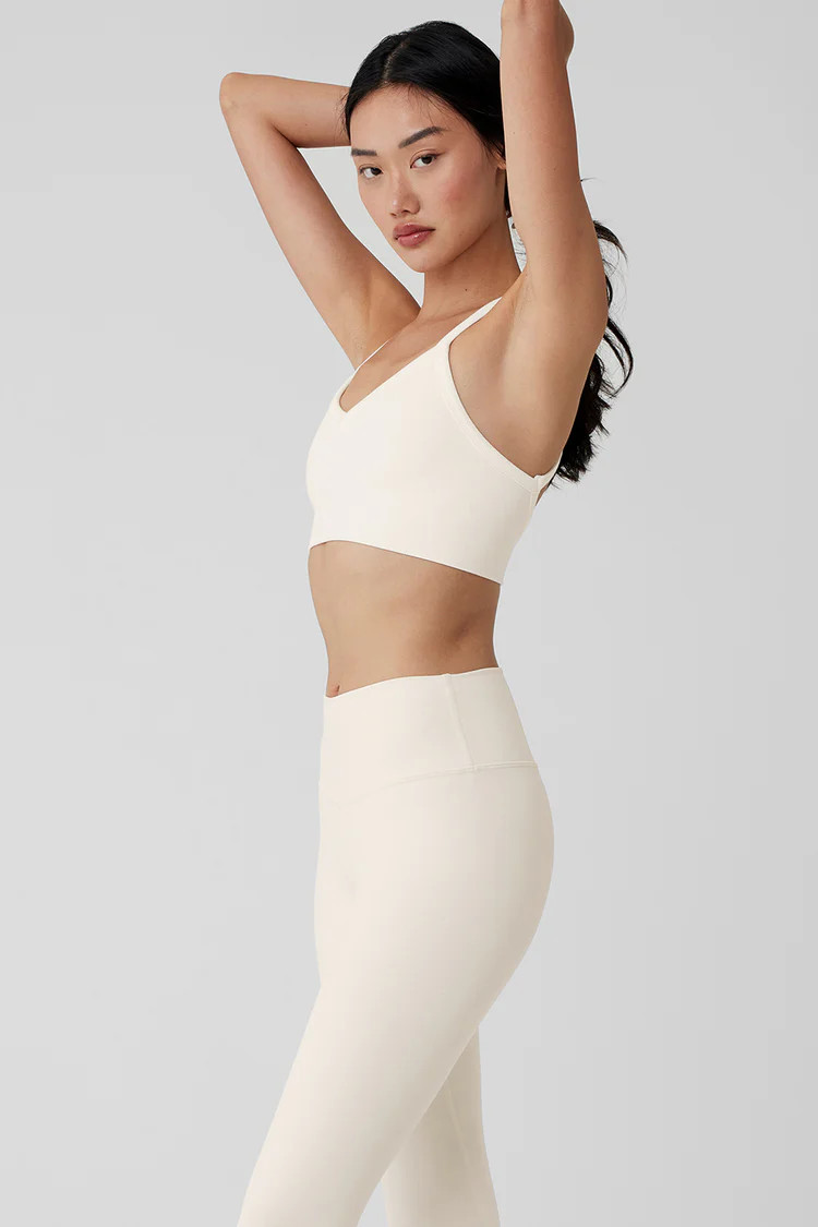 Seamless Ribbed Low Back Bra - Ivory | Alo Yoga (US)