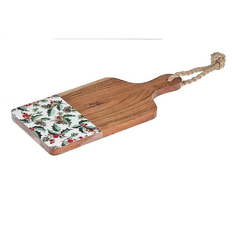 Maison Concepts Christmas Enameled Acacia Wood Paddle Board 13" Holly Berries | Walmart (US)