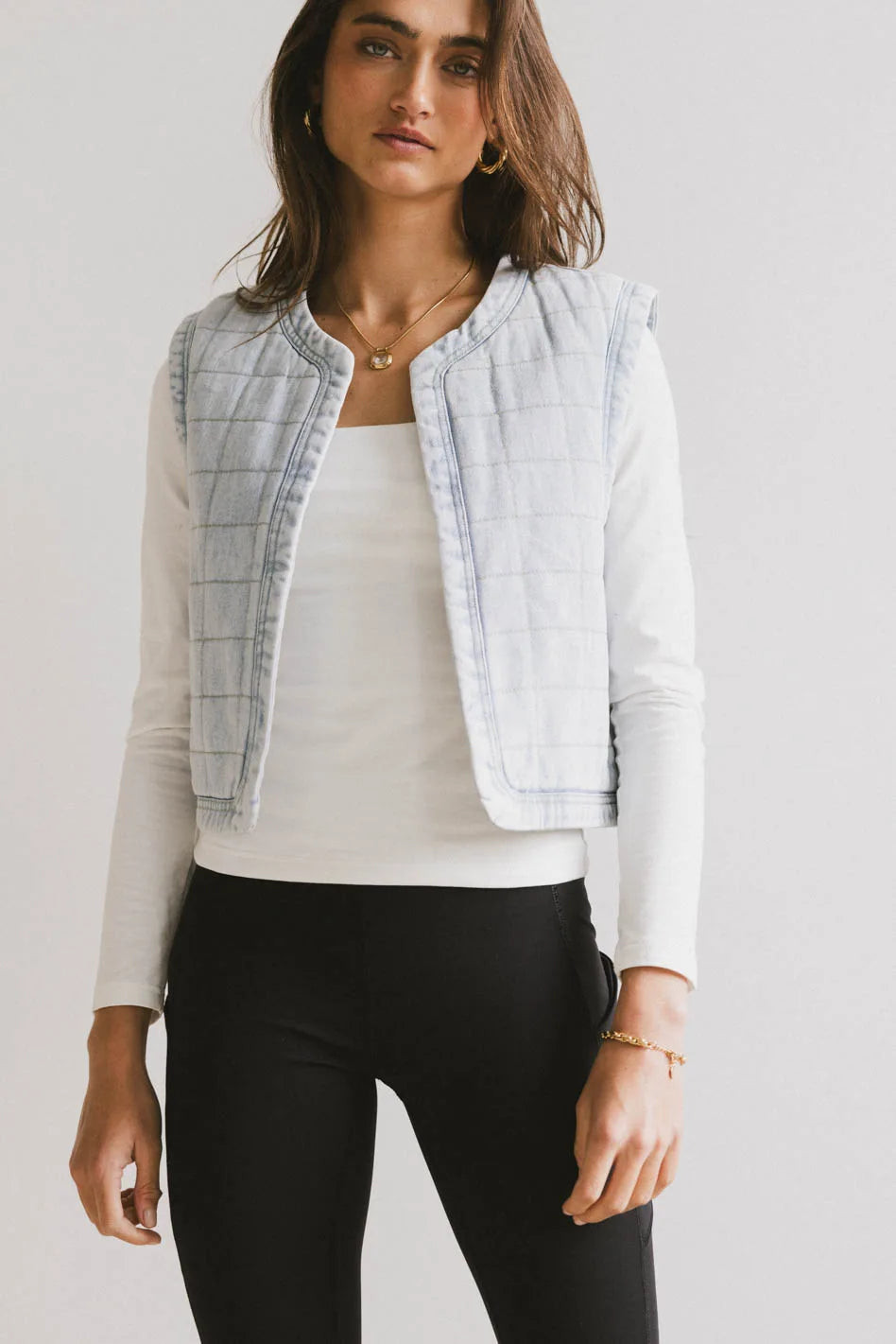 Brodie Quilted Denim Vest | Böhme US