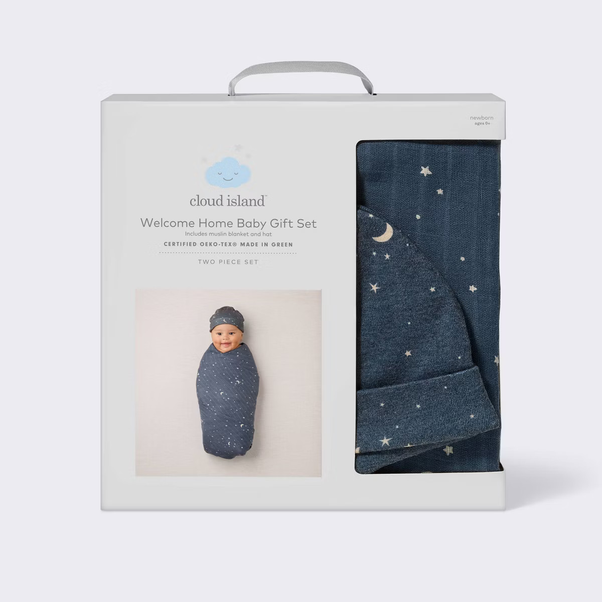 Hospital Muslin Swaddle and Hat Gift Set - 2ct - Blue Stars- Cloud Island™ | Target