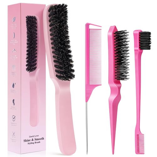 Slick Back Hair Brush for Smooth Flyaways, Frizz, Sleek Ponytail, Buns and Edge Baby Hair | Slickback Brushes Hair Comb, Edge Brush, Teasing Brush Styling Accessories for Girls, Kids, Women & Men | Amazon (US)