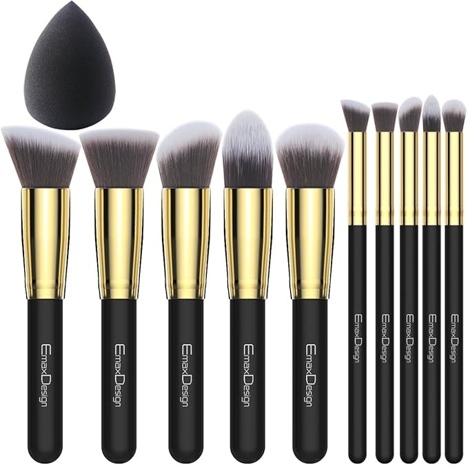 EmaxDesign 10+1 Pieces Makeup Brush Set, 10 Pieces Professional Foundation Blending Blush Eye Fac... | Amazon (US)