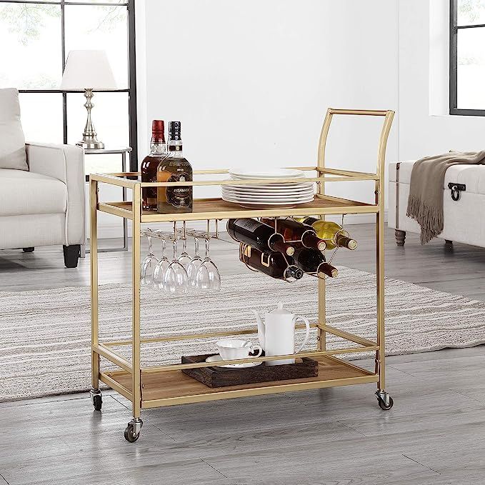 FirsTime & Co. Francesca Bar Cart, 32"H x 15"W x 12.25"D, Gold | Amazon (US)