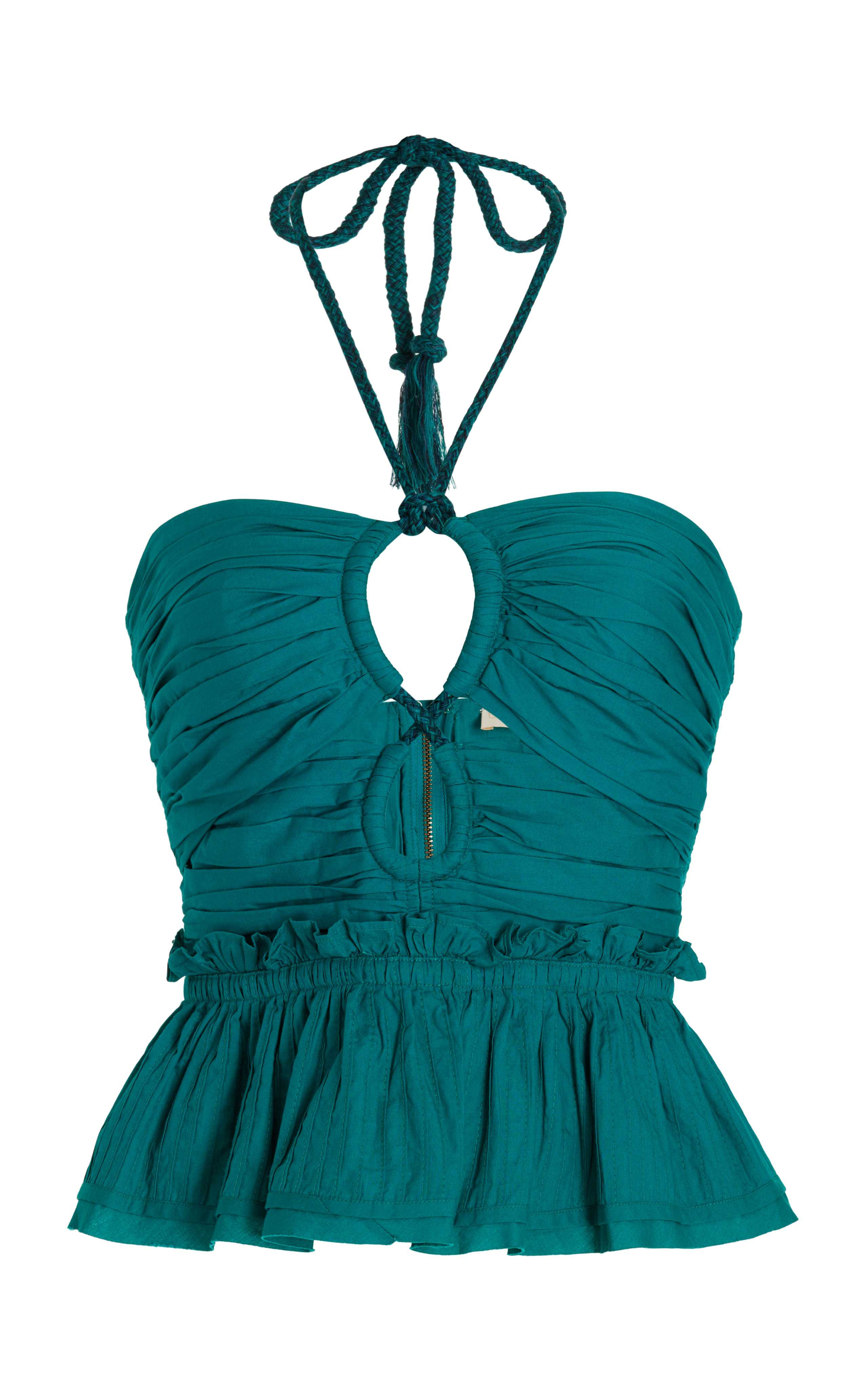 Adaleigh Cotton Peplum Halter Top | Moda Operandi (Global)