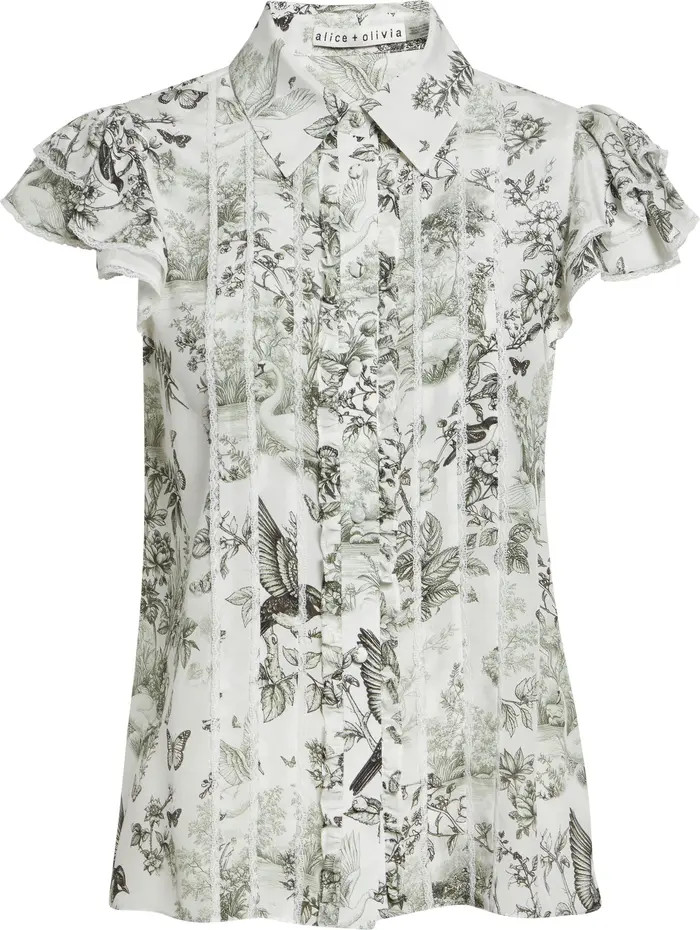 Minda Ruffle & Lace Silk Shirt | Nordstrom