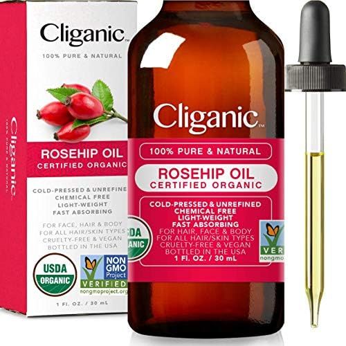 Cliganic USDA Organic Rosehip Seed Oil for Face, 100% Pure | Natural Cold Pressed Unrefined Non-GMO  | Amazon (US)