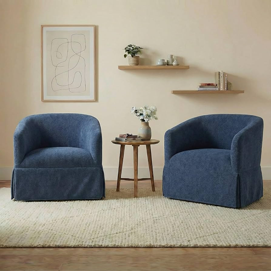 Swivel Accent Chair Set of 2, 360 Degree Performance Fabric Armchair Modern Barrel Chairs Armchai... | Amazon (US)
